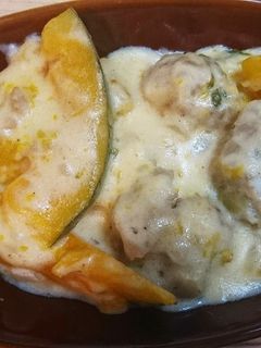 かぼちゃとミートボールのクリーム煮-レシピのメイン写真
