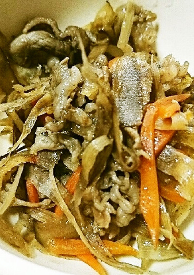 牛切り落とし肉とごぼうの炒め煮-レシピのメイン写真