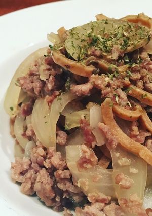 挽肉の昆布茶パスタ-レシピのメイン写真