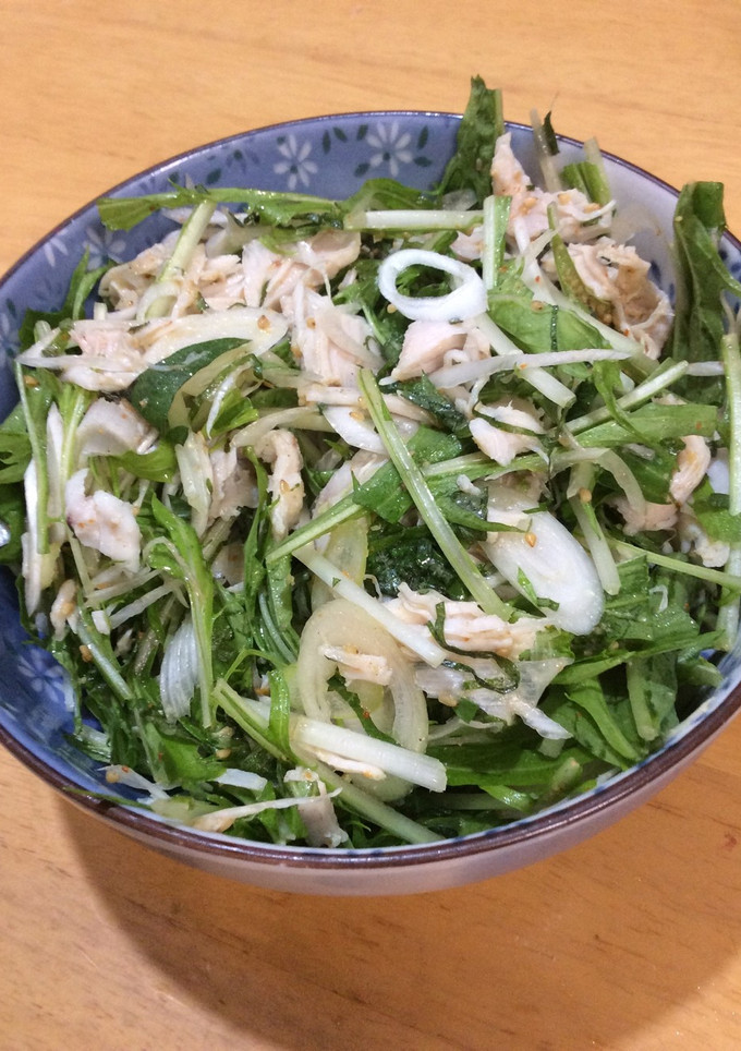長ネギと水菜と鶏ハムのサラダ-レシピのメイン写真