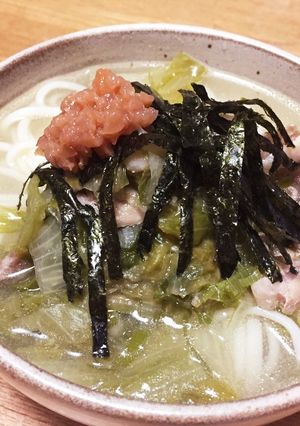 包丁不要！鶏と梅肉のさっぱりうどん-レシピのメイン写真
