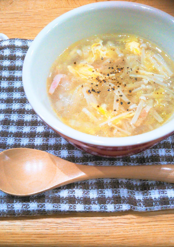 白菜とえのきのあったかとろたまスープ♥-レシピのメイン写真