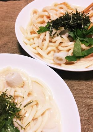 あったか たらこクリームうどん-レシピのメイン写真