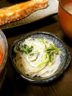 簡単!副菜、お弁当◎梅と水菜の春雨サラダ-レシピのメイン写真