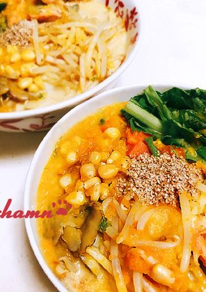 カボチャポタージュ風ラーメン♡とろみめん-レシピのメイン写真