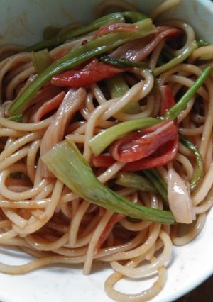 中華風味パスタ◇かぶの茎とカニカマ入り-レシピのメイン写真