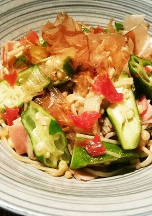 えのきとオクラとハムの梅おかか和え-レシピのメイン写真