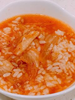 レンジで簡単、ちょい辛キムチスープごはん-レシピのメイン写真