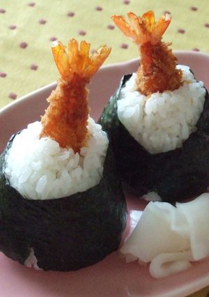 エビフライ天むすとスピード浅漬-レシピのメイン写真
