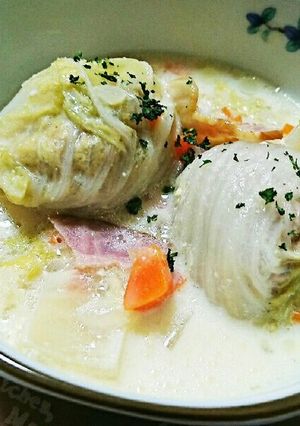 ミニ白菜ロールの豆乳スープ-レシピのメイン写真