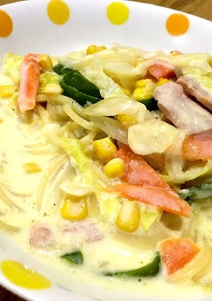 簡単！野菜たっぷり♫クリームスープパスタ-レシピのメイン写真