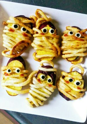 【ハロウィン】ミイラにされた芋天-レシピのメイン写真