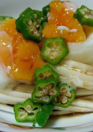 簡単おつまみ！山いもの温玉のせ-レシピのメイン写真