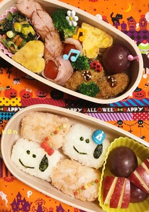 スヌーピー風小学生遠足二段弁当-レシピのメイン写真