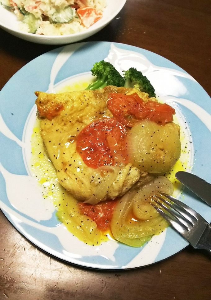 トマトと玉ねぎとチキンのカレー風味-レシピのメイン写真
