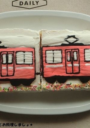 生クリームデコで簡単★電車のバナナケーキ-レシピのメイン写真