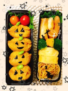 ハロウィンかぼちゃオバケ稲荷キャラ弁-レシピのメイン写真