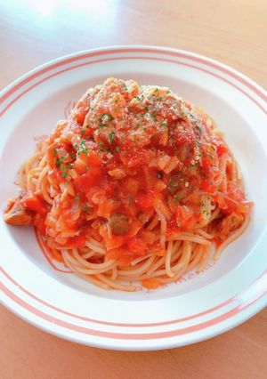 サバ水煮缶とトマト缶で♥簡単スパゲッティ-レシピのメイン写真