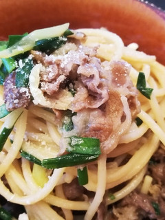 牛丼の具アレンジで時短&簡単和風パスタ!-レシピのメイン写真