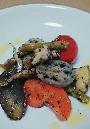 秋野菜とささみの黒ゴマ和風マリネ-レシピのメイン写真