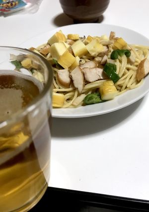 鳥のササミとチーズの燻製入り和風パスタ-レシピのメイン写真