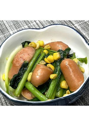 ウインナーと小松菜のにんにく醤油★動画有-レシピのメイン写真