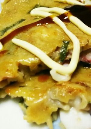 お酒が美味しい！イカニラお好み焼♪-レシピのメイン写真