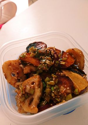 さつまいも蓮根のオイスター照り焼き-レシピのメイン写真