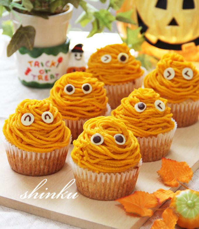 かぼちゃモンブランカップケーキ by ＊shinku＊ 【クックパッド】 簡単