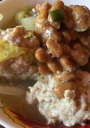 つみれたっぷりの濃厚白湯鍋の納豆雑炊-レシピのメイン写真