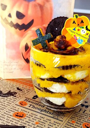 ハロウィン♪南瓜のカップビスケットケーキ-レシピのメイン写真