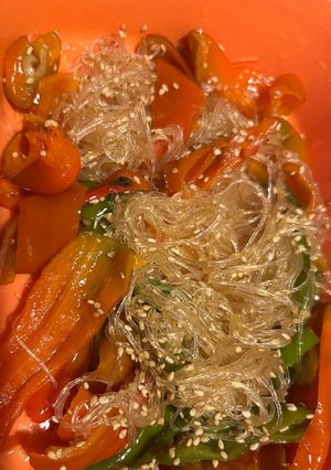 麺つゆのみ電子レンジで春雨とピーマン炒め-レシピのメイン写真