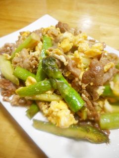 豚肉と卵とアスパラ炒め-レシピのメイン写真