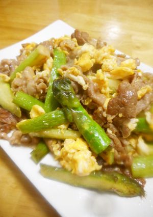豚肉と卵とアスパラ炒め-レシピのメイン写真