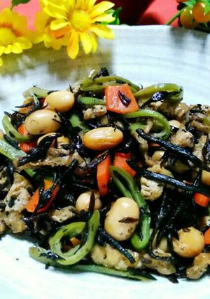 作り置き☆ヒジキの炒め煮☆茹で大豆入り-レシピのメイン写真