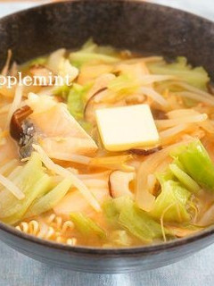 鮭のちゃんちゃん焼き味噌バターとろみめん-レシピのメイン写真