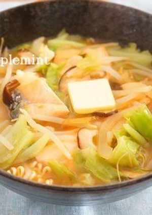 鮭のちゃんちゃん焼き味噌バターとろみめん-レシピのメイン写真