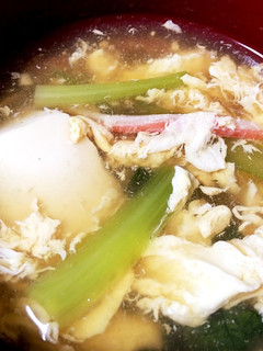 小松菜うまうま♡豆腐と卵のぽかぽかスープ-レシピのメイン写真