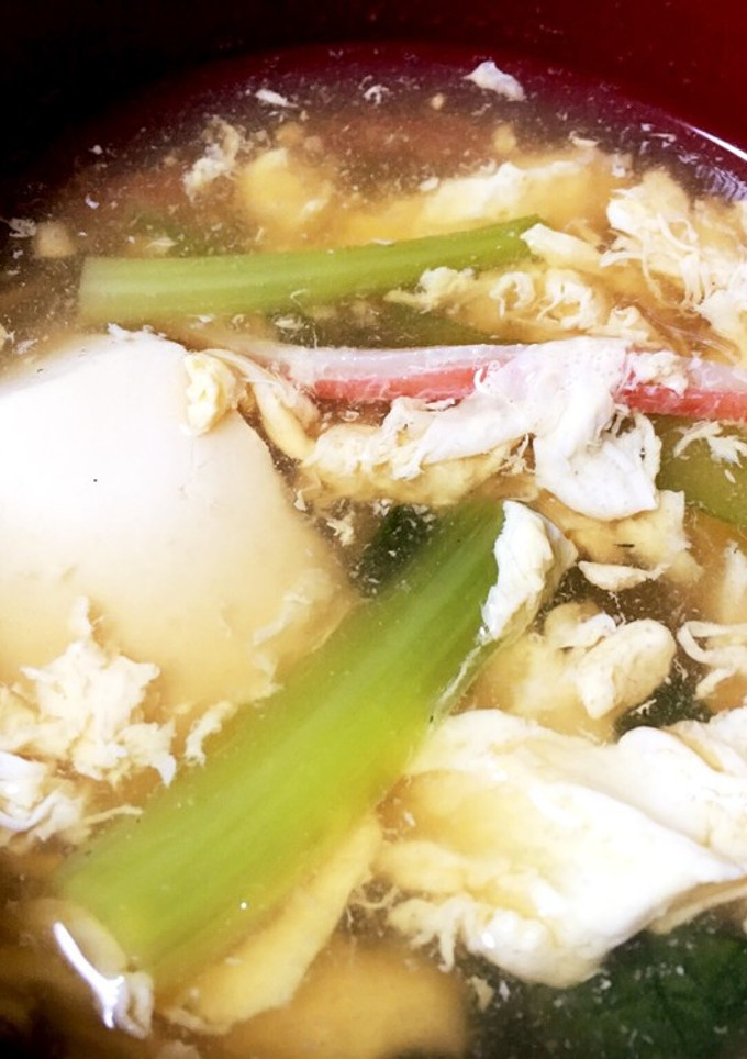 小松菜うまうま♡豆腐と卵のぽかぽかスープ-レシピのメイン写真