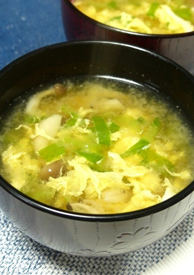 簡単！青梗菜と卵のお味噌汁-レシピのメイン写真