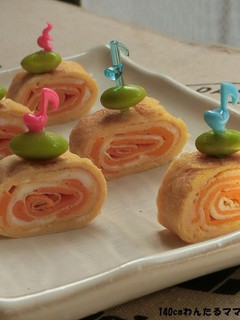サモかま卵焼きの簡単ピンチョス-レシピのメイン写真