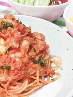 茄子と海老のトマトクリームパスタ-レシピのメイン写真