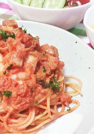 茄子と海老のトマトクリームパスタ-レシピのメイン写真