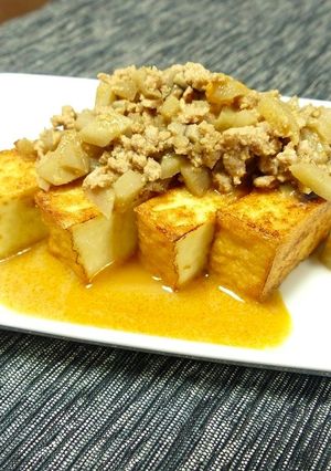 簡単！焼き厚揚げ☆胡麻味噌坦々掛け-レシピのメイン写真