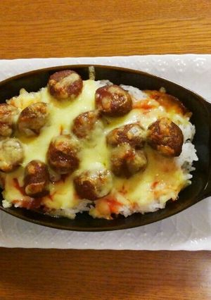 簡単レトルトミートボールとピザチーズ御飯-レシピのメイン写真