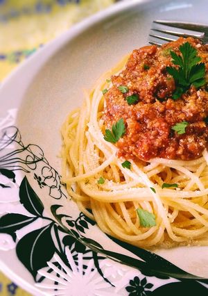 昔レシピの甘口ミートソーススバゲッティ-レシピのメイン写真
