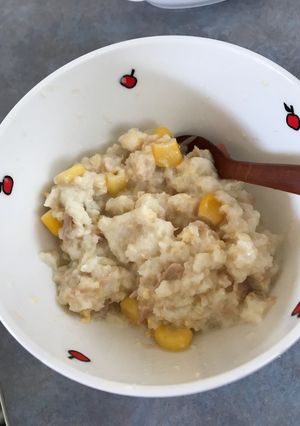 【離乳食中期〜】ツナたまコーンのパン粥-レシピのメイン写真