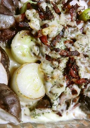 リーキ（ポロねぎ）とシイタケのチーズ焼き-レシピのメイン写真