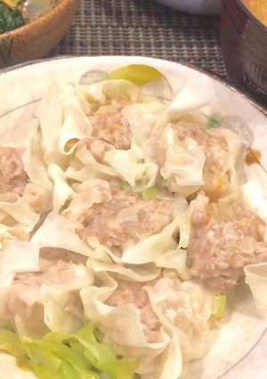 フライパンでふわふわエビ入りしゅうまい-レシピのメイン写真