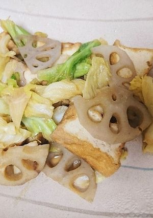 厚揚げとキャベツとレンコンの味噌炒め-レシピのメイン写真